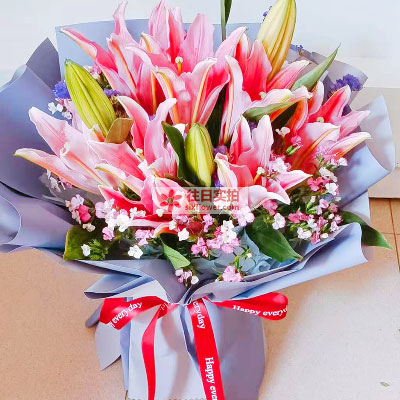 海口6支香水百合，全家幸福快乐