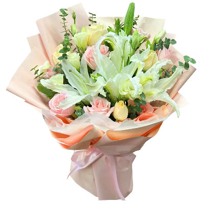 海口10朵玫瑰百合混搭，爱是难忘时刻
